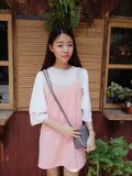 茶小妹2016年夏季新款韩版单件外搭v领A字裙吊带背心连衣裙百搭