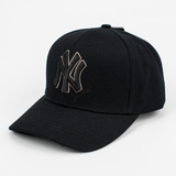 MLB棒球帽专柜正品代购黑色刺绣ny平沿帽鸭舌帽情侣嘻哈帽子00100
