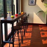 美式工业风格loft创意长桌实木仿古奶茶店酒吧咖啡厅高脚桌椅组合