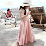 韩国女童波西米亚长裙小学生棉绸连衣裙大童女装夏装人造棉沙滩裙