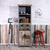 美式乡村复古书柜欧式高柜实木立柜做旧储物柜斗柜带抽屉整装家具