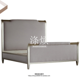涤烦|高端定制家具|美式后现代实木布艺布艺双人床1.5/1.8米CA63