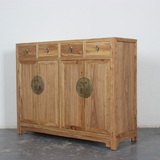朱子新中式老榆木4连鞋柜储物柜现代简约家具 老榆木免漆实木柜子