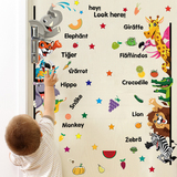 早教幼儿园儿童房间教室装饰英语字母可爱动物单词童趣墙贴纸贴画