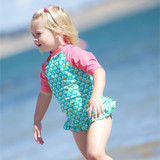 外贸原单儿童泳衣女童宝宝婴儿防晒速干抗UV度假温泉分体冲浪服