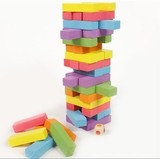 儿童益智玩具 木质游戏叠叠乐抽抽乐 48粒彩色积木 儿童抽抽乐