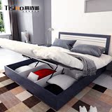 卧室家具简约现代双人床实木质板式床1.5高箱床收纳床1.8米储物床