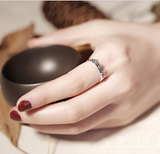 日韩简约泰银皇冠戒指女 复古925纯银食指指环创意开口尾戒送礼物