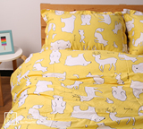 清新简笔宜家风卡通纯棉高支斜纹床单被套枕套 可定制 熊 鹿 兔子
