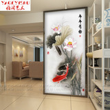 中国风工笔花鸟画艺术玻璃玄关背景墙客厅屏风隔断墙钢化雕刻玻璃
