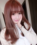 韩式假发女空气刘海长卷发甜美可爱型整顶发套发尾微卷梨花头头套