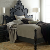 欧式复古雕花纯实木双人床 美式乡村卧室婚床 法式宫廷雕花床