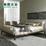 日式全实木床榻榻米床软靠双人床欧式胡桃木大床现代原木橡木婚床