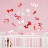 kitty蝴蝶结儿童卧室墙贴纸温馨卡通电视沙发床头背景墙装饰贴画