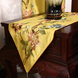 中式田园棉麻刺绣花桌旗竹炭透气桌布床旗沙发巾盖布桌布支持定制
