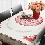 帛彩堂 现代中式纯棉帆布印花桌布长方形餐桌布茶几盖布 鱼戏莲