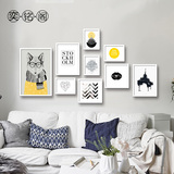 现代简约黑白装饰画卧室床头北欧有框挂画沙发背景墙画组合壁画