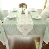 简约绿色条纹田园风格 韩式桌布台布茶几布 方桌布电脑盖巾