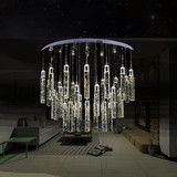 水晶客厅灯餐厅灯复式楼梯灯现代简约长方形客厅灯吊灯水晶气泡柱