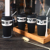 包邮星巴克陶瓷水杯子咖啡隔热带盖送勺吸管创意马克杯复仇者联盟