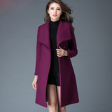 2016冬季新款韩版加厚女士毛呢外套女中长款修身显瘦大码羊毛大衣
