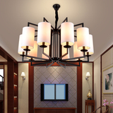 中式现代家具场所吊灯 创意loft复古工业风格铁艺led客厅布艺灯具