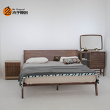 纯橡木 原木床 实木床 橡木床 双人床 简约欧式风床 婚床