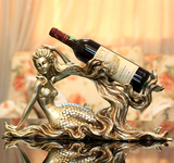 欧式家居树脂装饰品 客厅创意美女摆件 美人鱼红酒架实用结婚礼物