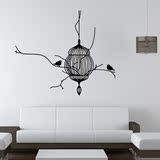 定制线条鸟笼家居装饰贴纸 创意个性手绘精雕墙贴卧室背景墙客厅
