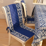 东南亚圆圈坐垫餐椅连体布艺棉麻椅背加厚方形印花帆布椅子椅垫