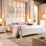 中式实木床橡胶木床单人床双人床1.5米1.8米高箱储物床婚床白色