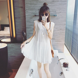【FEELROOM】夏季女装新款  钩花蕾丝设计 白色无袖连衣裙女中裙