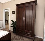 美式家具对开门实木衣柜 小户型两门衣柜可定制