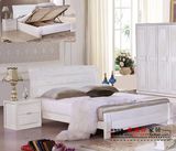水曲柳实木床白色床双人床简约1.5米1.8米现代中式储物床婚床特价