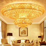 欧式水晶吸顶灯金色圆形水晶灯LED客厅灯大气酒店大厅工程灯具