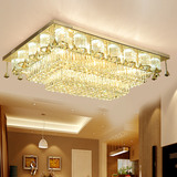 LED客厅水晶吸顶灯长方形S金灯欧式奢华大气现代简约店铺大厅灯具