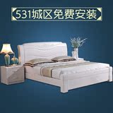 全实木床1.8米储物床1.5米单双人床高箱床白色婚床成人床中式家具