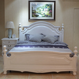 欧式实木床 象牙白婚床 双人床仿古白实木雕花 美式卧室家具