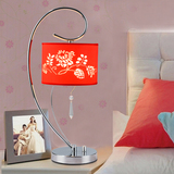 包邮 简约卧室床头台灯红色婚庆结婚送礼品创意调光装饰水晶台灯