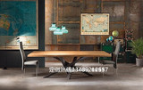 铁艺欧式LOFT餐桌办公桌工作桌实木会议桌咖啡桌原木书桌洽谈桌