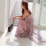 【天天特价】韩国时尚吊带长裙海边度假连衣裙波西米亚雪纺沙滩裙