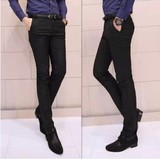 黑色时尚韩版休闲裤男士黑色搭配皮鞋衬衣的裤子青少年大码长裤子