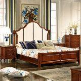 全实木美式床 1.8米双人床简约现代婚床欧式卧室家具田园高箱储物