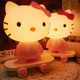 hello kitty猫台灯小夜灯凯蒂猫床头装饰灯暖光台灯滑板KT猫台灯