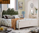 美式实木白色床婚床公主皮床双人1.8米实木雕花床地中海床欧式床
