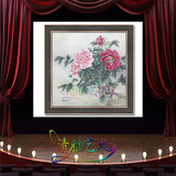 新中式古典方形牡丹花卉工笔画油画玄关客厅餐厅卧室挂画装饰画