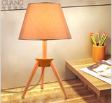 木头台灯卧室床头灯创意简约现代调光宜家书房欧式中式小台灯喂奶