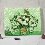 自由自画diy数字油画名画 客厅数码手绘花卉抽象装饰画梵高白玫瑰