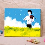 自油自画diy儿童数字油画 客厅数码手绘小提琴音乐装饰画琴声飞扬
