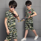 儿童装男童夏装迷彩服中大童运动短袖套装男孩军装夏季t恤两件套